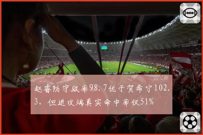 赵睿防守效率98.7优于贺希宁102.3，但进攻端真实命中率仅51%